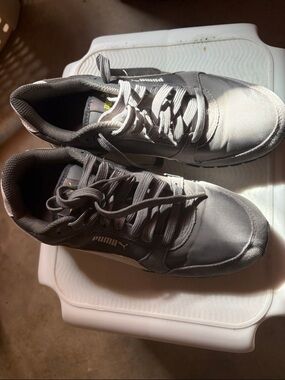 Puma Gray Low-Top Sneakers with White Accents